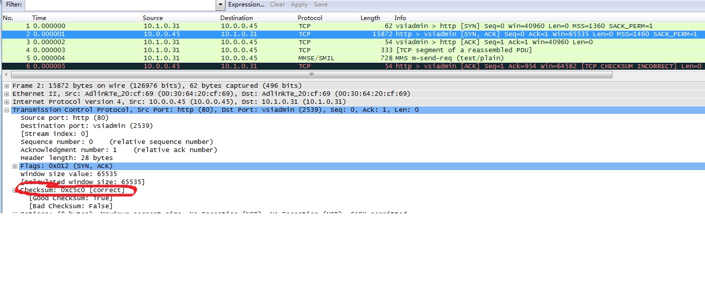 tcp checksum offload