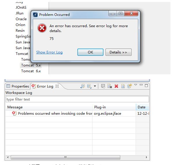 An error has occurred see error log for more details 91 tomcat 