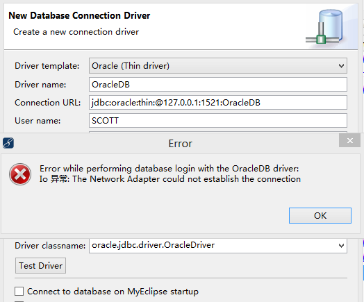 Ошибка oracle the network adapter could not establish the connection