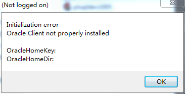 Initialization error oracle client not properly installed oraclehomekey oracle home dir